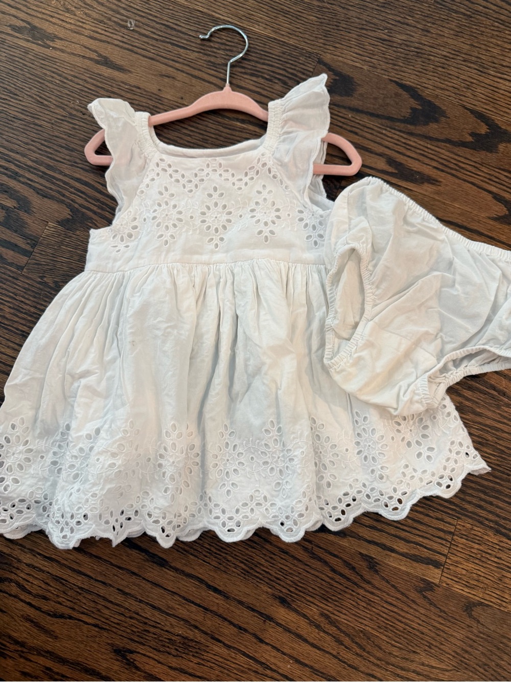 GAP White Eyelet Flutter-Sleeve Dress with Bloomer